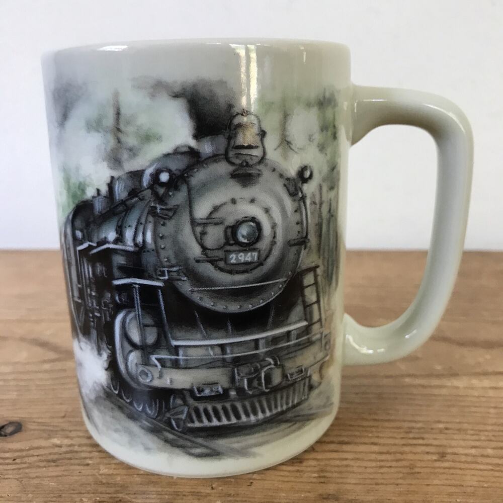 Vtg Otagiri Japan Sunrise Publications Porcelain 2947 Steam Train Art Coffee Mug